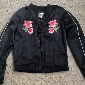 Flower theme black jacket